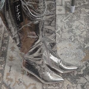 Silver Knee-High Boots
